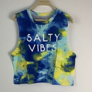 Cold Crush Blue and Yellow Tie-Dye Crop Top 100% Cotton